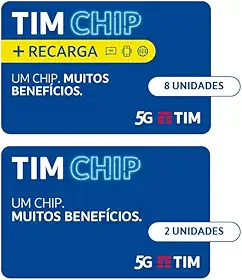 TIM Chip Kit 10 unidades: 2 sem recarga e 8 com recarga