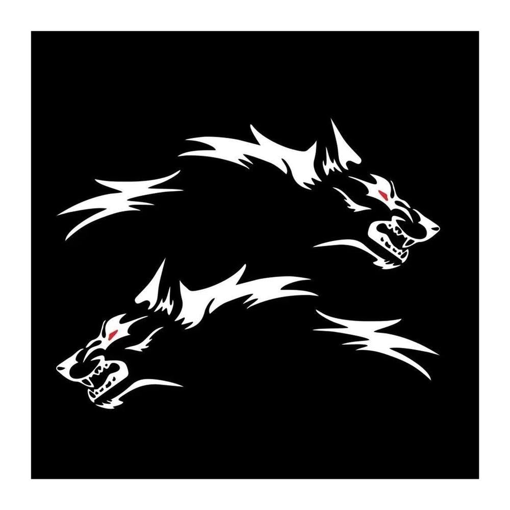 2PCS Wolf Totem Car Sticker Trunk Vinyl Vehicle Body Decoration(White)