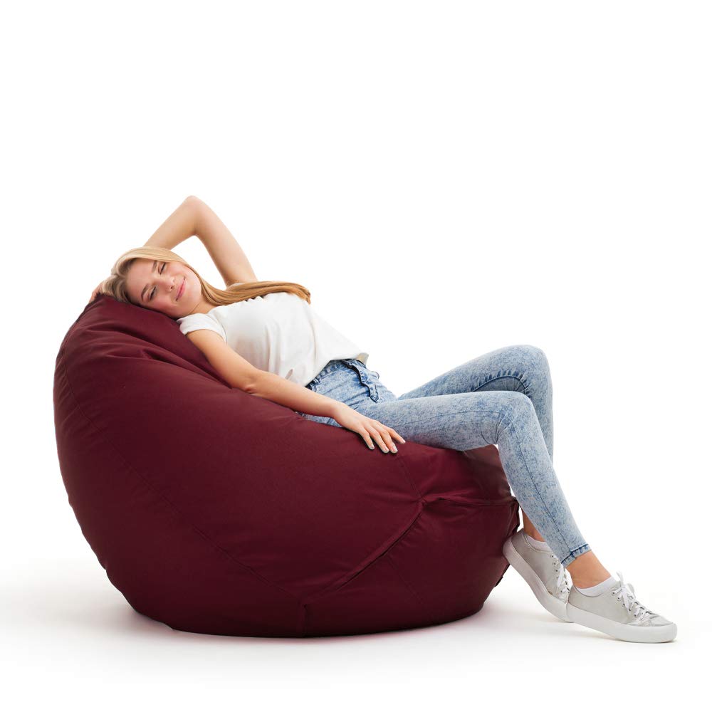 Bruni Pouf Classico M en Bordeaux – Fauteuil Poire pour Chambre et Salon, Beanbag Intérieur et Extérieur, Lavable, Pouffe pour Adolescents