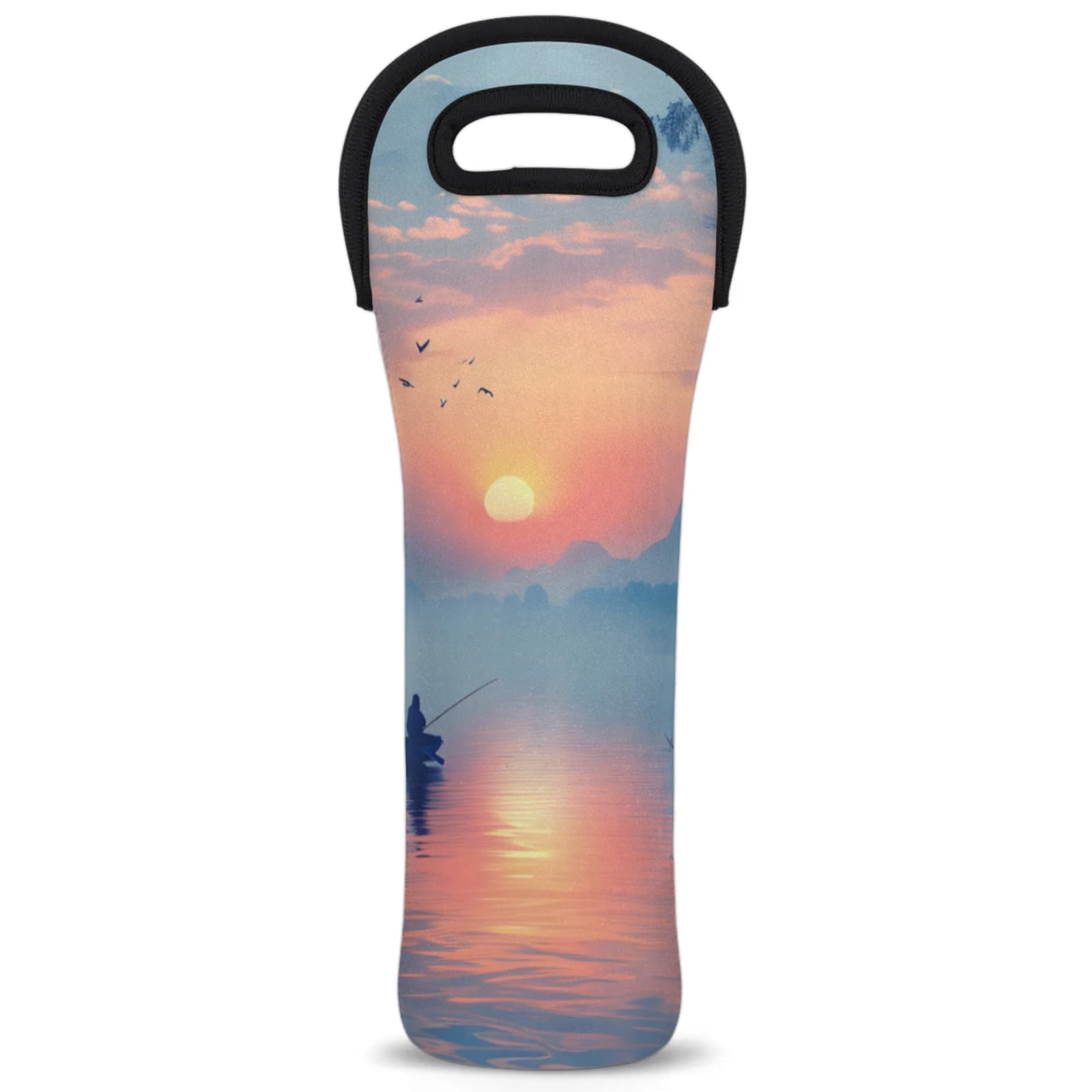 Neoprene Wine Tote Carrier Bag for Wine,Water, Champagne, Beer, Baby Bottles 15.6 x 5.1 Inches, Protective Wine Bag,Lake