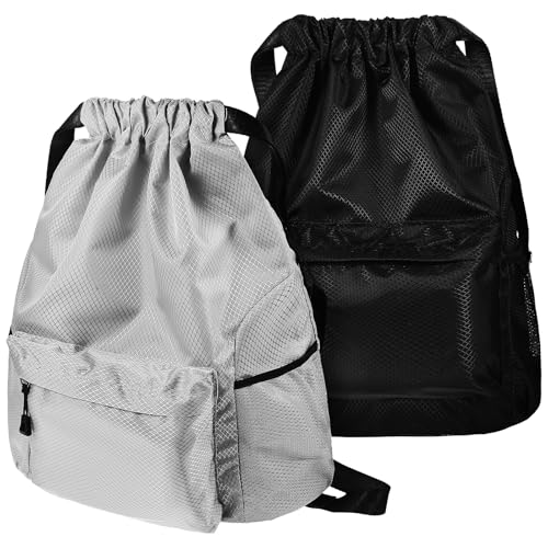 HOMSFOU 2 Mochilas Unisex con Cordón de Gran Capacidad para Gimnasio y Viajes, Material Oxford Resistente con Cierre Fácil y Bolsillos Laterales para Uso Diario
