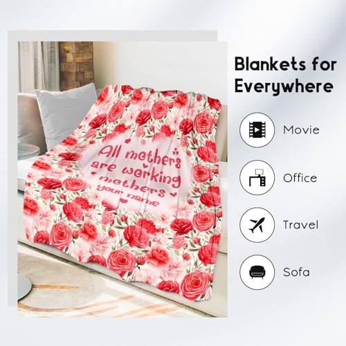 Custom Blanket Gifts for Mom/Wife/Daughter/Sister Name - Pink Blanket to Mom's Gift - Cozy Soft Fleece 30x40 Inch Throw for Festivals Holidays