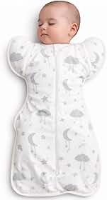 Swaddle Dream Up – Charutinho, Saco de Dormir Ajustável e Cueiro, Swaddle de Transição, Melhora o Sono e Acalma o Reflexo do Susto – Essencial para Recém-nascidos - Cor Nuvens - Tamanho P