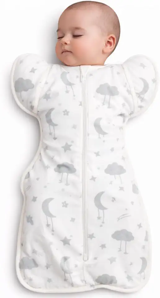Swaddle Dream Up – Charutinho, Saco de Dormir Ajustável e Cueiro, Swaddle de Transição, Melhora o Sono e Acalma o Reflexo do Susto – Essencial para Recém-nascidos - Cor Nuvens - Tamanho M