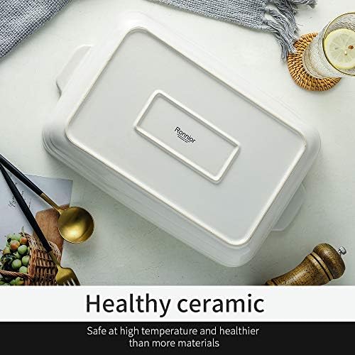Ronnior Individual Lasagne Dish Large Deep, Ceramic Oven Dish, Serving Dish, Rectangular Baking Dish, Ceramic Baking Tray, Roasting Cooking Dishes for Oven, Circle Series (White)