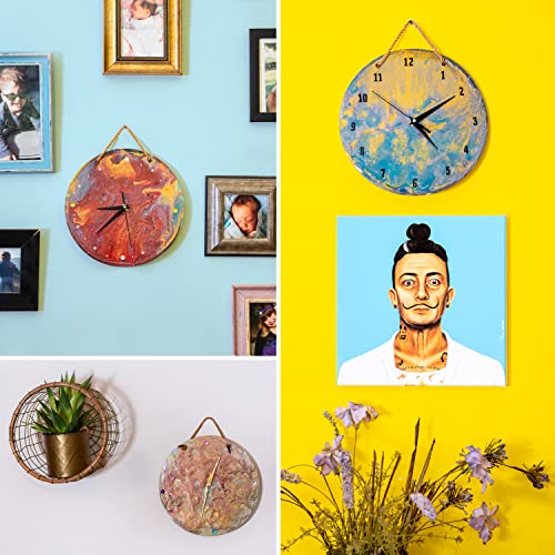 Romi's Way Diy Clock Kit W Round Wood, Acrylic Pouring Paint, Clock Mechanism – Kids Painting Kit - Clock Kits For Do It Yourself - Unique Boys & Girls Arts And Crafts For Kids Ages 8-12 6-8 And Up #TOP4