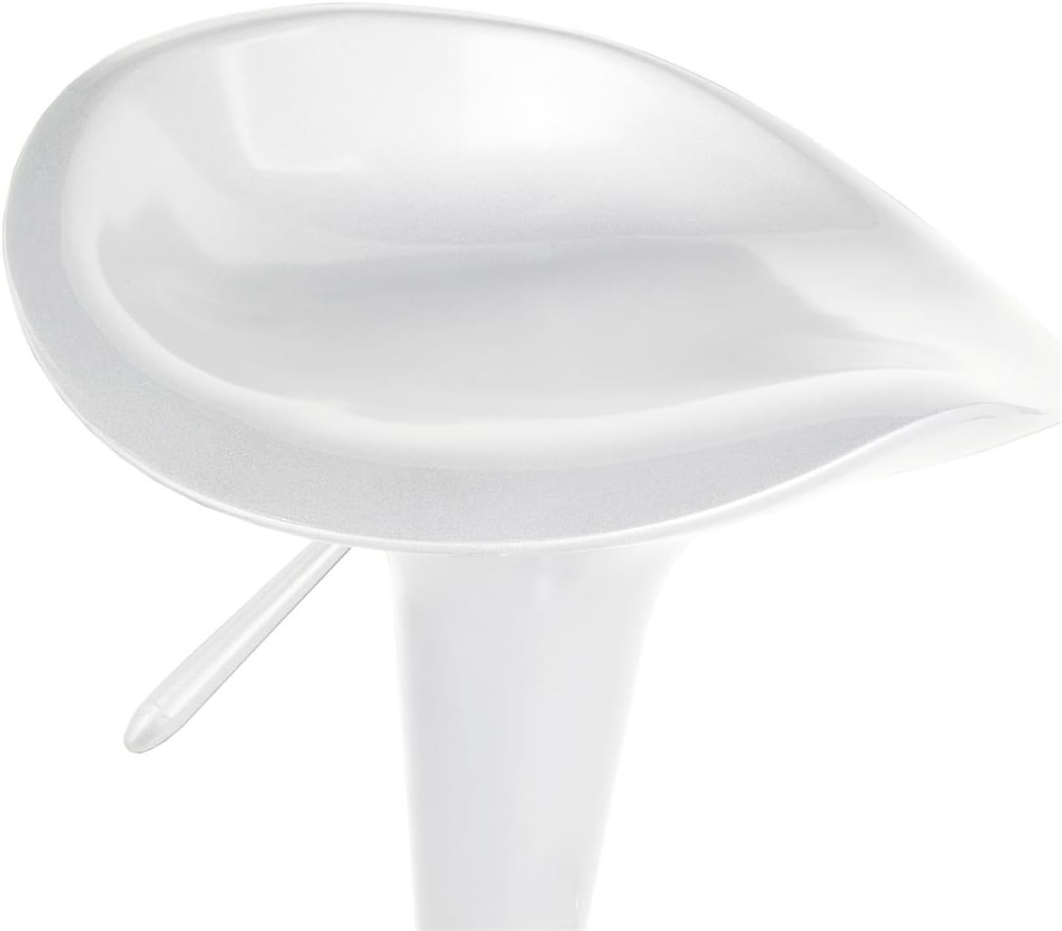 Displays2go Modern Bar Chair, Swiveling, Ergonomic Seat with Adjustable Lift (White ABS Plastic and Chrome)