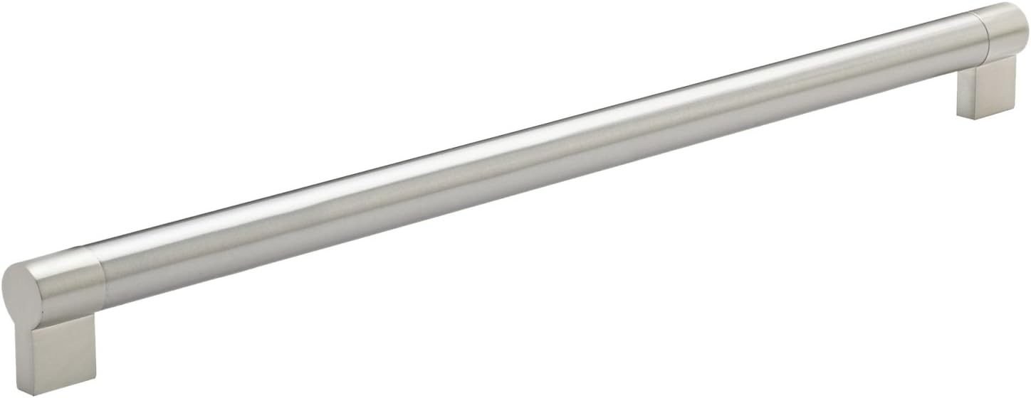 Rok Hardware 17-5/8" (448mm) Center Brushed Nickel Euro Twin Bar Style Solid Metal Kitchen Cabinet Drawer Door Handle Pull 18-5/8" (461mm) Length