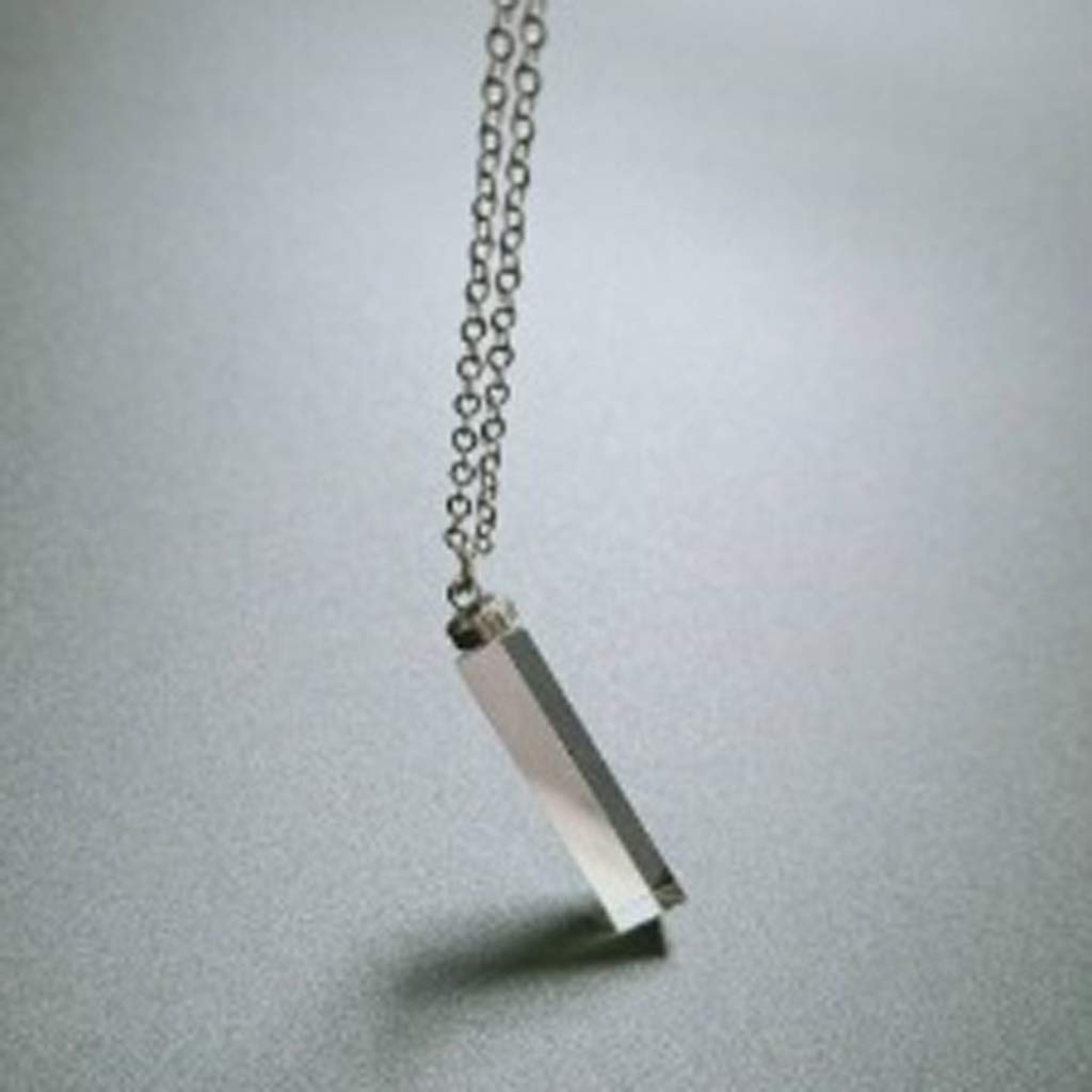 XUNXI Fashion Necklace, Triangular Prism Crystal Suncatcher Pendant Optical Glass Rainbow Maker Pendant Silver