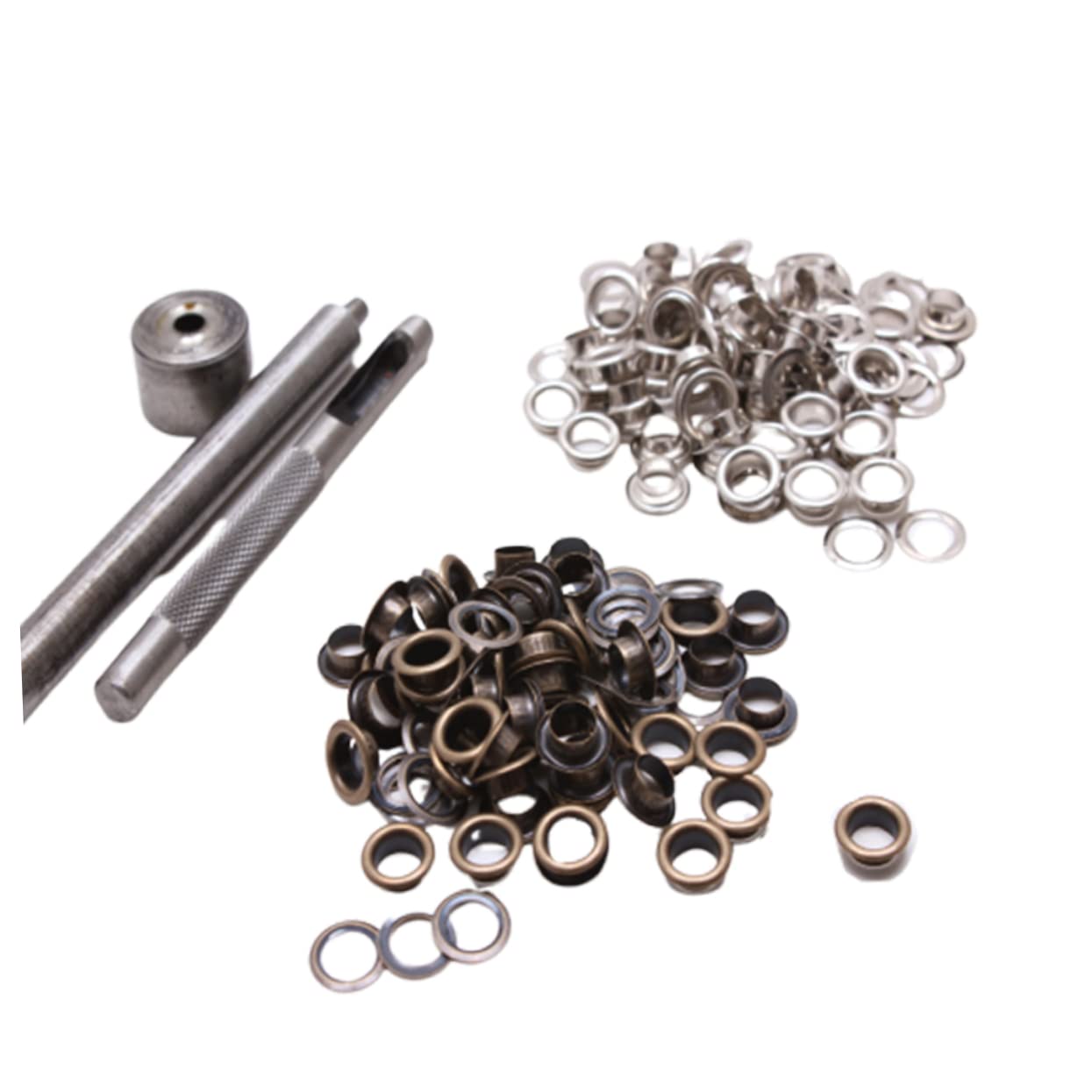 Lurrose 300sets Grommet Ottone Sturdy Con Strumenti Kit Di Chiusura Per Abbigliamento e Crafting Argento Antico Per Tende e Progetti Fai Da Te