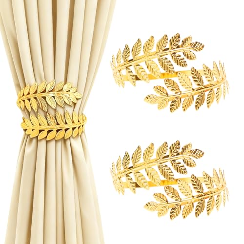 Raffhalter für Vorhänge, goldfarben, magnetisch, goldfarbene Blätter, verstellbar, aus Legierung, für Dekoration von Haus, Café, Büro, 2 Stück Raffhalter für Vorhänge, goldfarben, magnetisch, goldfarbene Blätter, verstellbar, aus Legierung, für Dekoration von Haus, Café, Büro, 2 Stück