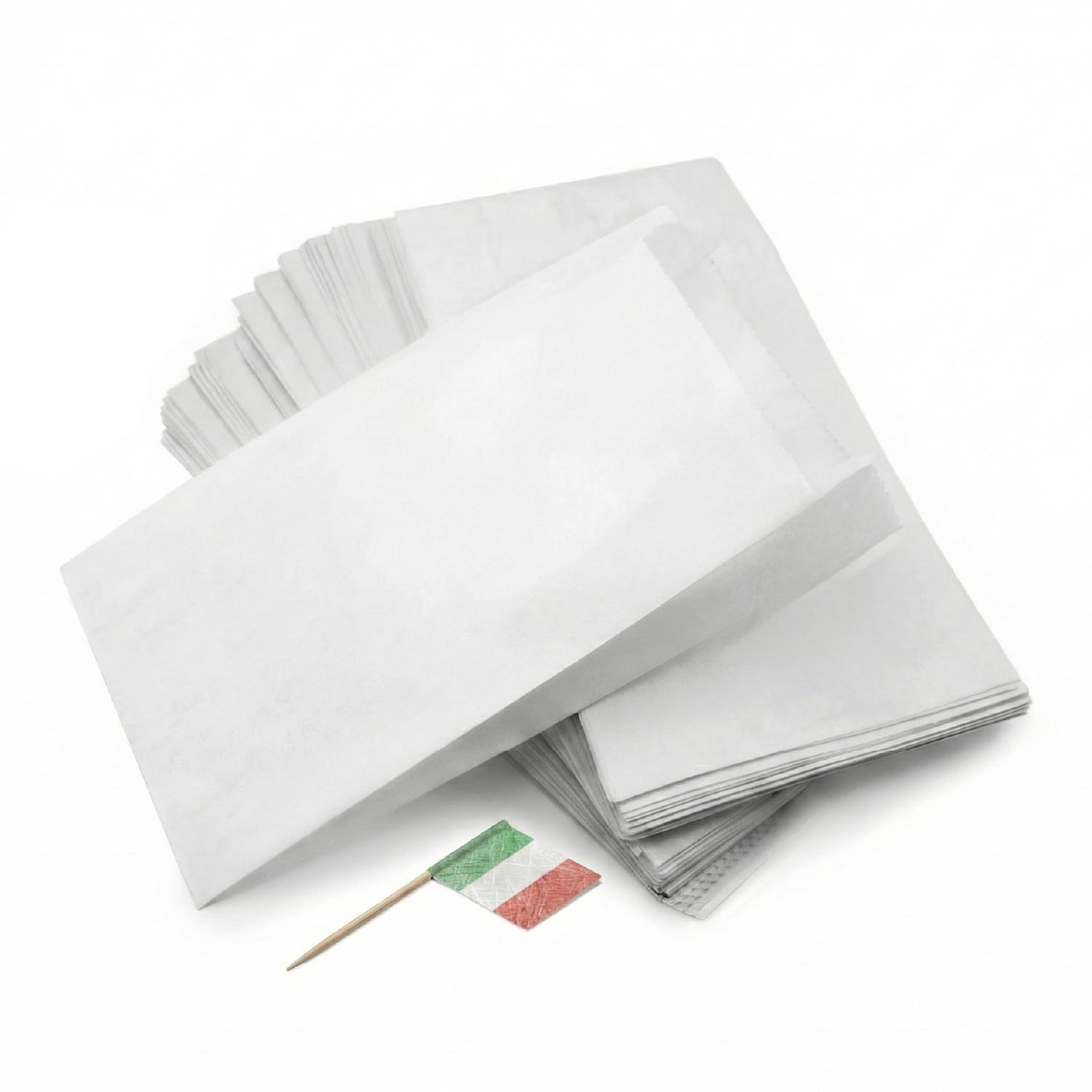 MAQA Bolsas de papel kraft blanco para alimentos Bolsa de papel kraft blanco para croissants, pizzas, dulces, almendras garrapiñadas, caramelos 19+15x38 cm/1000