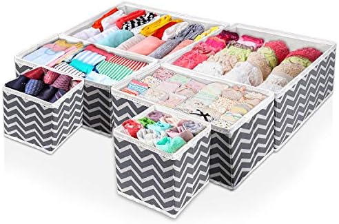 Fabric Storage Boxes 6 Packs Wardrobe Organizer Closet Organisers Container Baskets Cubes Foldable Drawer Dividers for Clothes Socks Toys Underwear- Fits Home, Bedroom, Living Room, Office,Dresser