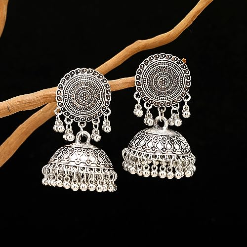 Vintage Jhumkas Indian Earrings for Women Wedding Statement Ethnic Gypsy Dangle Chandelier Earring Bohemian Temple Jhumki Oxidized Antique Bollywood Jewelry Gifts Festival Wear4