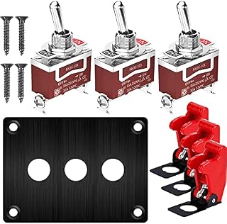 Gebildet 3-biegowy przełącznik kołyskowy, metalowa płytka, 15 A, 250 V AC/20 A, 12 V DC, SPST, 2 pozycje, 2-pinowy, płytka włącznika/wyłącznika z osłoną bezpieczeństwa