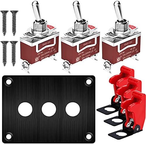 Gebildet 3-biegowy przełącznik kołyskowy, metalowa płytka, 15 A, 250 V AC/20 A, 12 V DC, SPST, 2 pozycje, 2-pinowy, płytka włącznika/wyłącznika z osłoną bezpieczeństwa