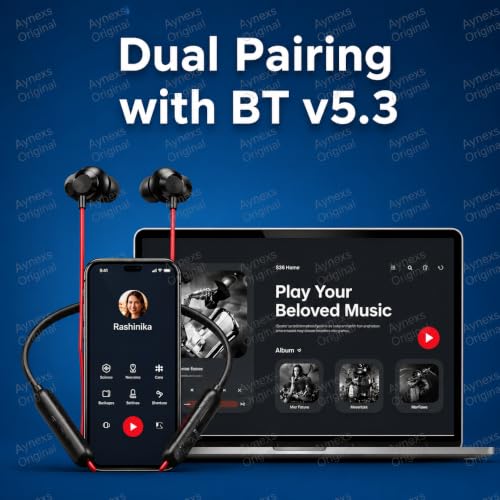Image of Neckband Compatible with Wireless Z3 Earbud Buds Earbuds Neckband Earphone (Red)