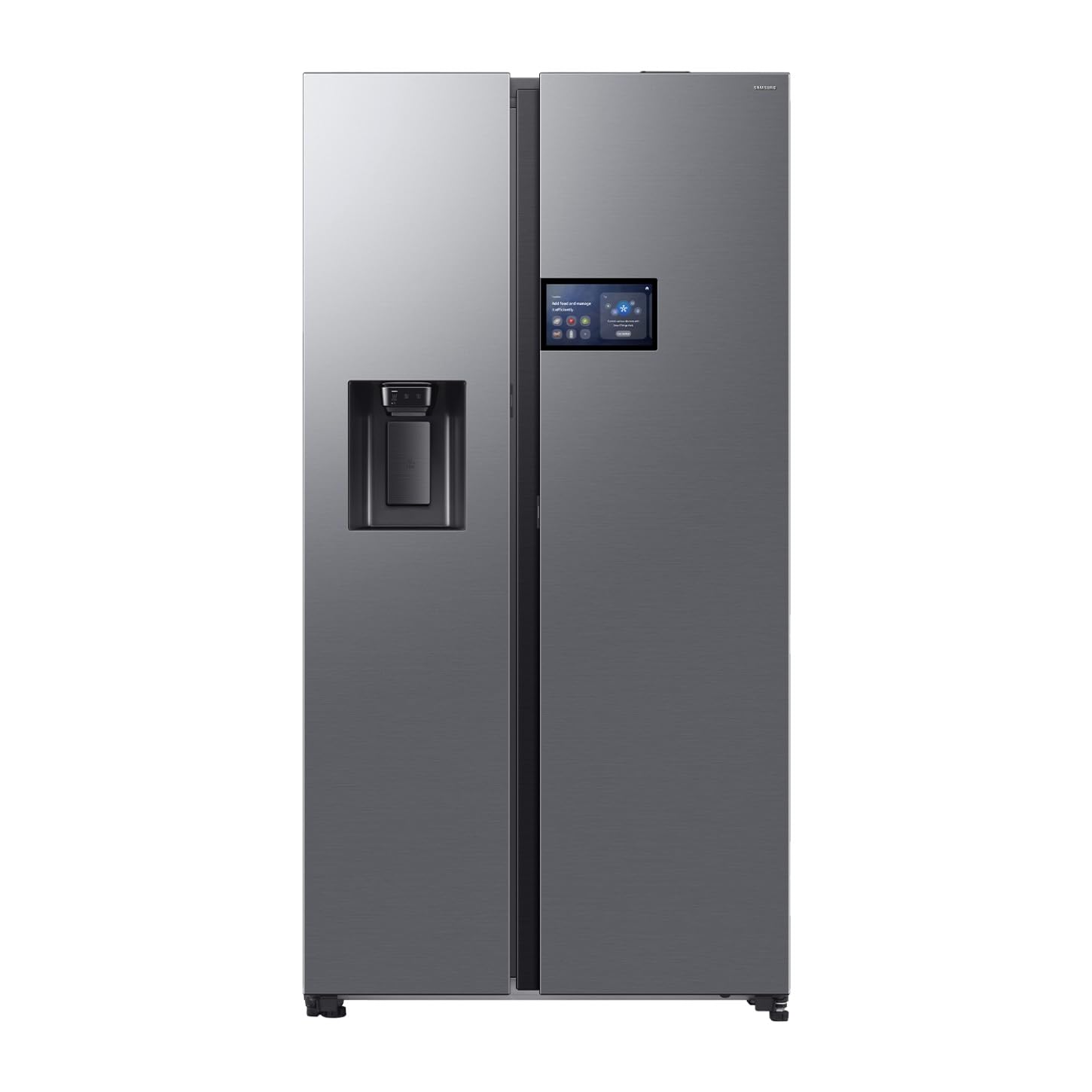 Samsung Frigorifero Side by Side AI Home F-RG90F65EDT3M, Dispenser Acqua/Ghiaccio Senza Allaccio, Wifi con AI Energy Mode, SpaceMax, 3 Mesi Garanzia Extra, 614 L, LxAxP: 91,2 x 178,4 x 72,6 cm, Inox