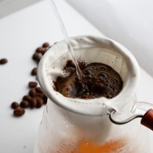 Miniatura 5 de Filtro de café de tela, calcetín de café reutilizable, lavable, tela de franela, filtro de café hecho a mano, con mango de madera para amantes del