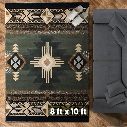 South West Native American Area Rug 8x10 Sage Green