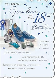 Piccadilly Greetings STUNNING TOP RANGE BEAUTIFULLY WORDED GRANDSON EIGHTEEN 18TH BIRTHDAY CARD,White,2.3 x 1.6 x 0.3 cm; 40 Grams
