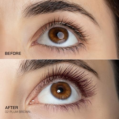 RADIANT PROFESSIONAL MAKE UP / HELLENICA Radiant Professional Lengthening Mascara with brush – Smudge-Proof Curl Mascara Volume and Length for Sensitive Eyes, Cruelty Free, Ideal for Mature & Young Women, 0.43 oz (02 Plum Brown)
