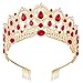 Tiara,Vinsco Gold Crown Baroque Vintage Retro Headband Crystal Red Rhinestone Ruby Hair Jewelry Decor for Women Queen Ladies Girls Bridal Bride Princess Birthday Wedding Pageant Party with Combs