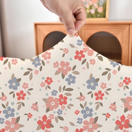 Amonsa Fitted Elastic Spring Floral Oval Tablecloth 48x72 Inch - Charming Flower Print, Washable Stretchy Spandex (Not Vinyl) for Home Family Meal Oval Tables by Amonsa - Used condition - Image 3