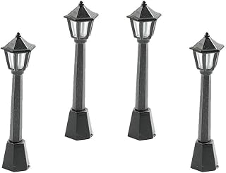 Healifty 4 Pcs Mini Street Light Model Solar Lamp Post Street Lights Microscopic Model Lights for Miniature Dollhouse Micro Landscape Fairy Garden Accessories Black