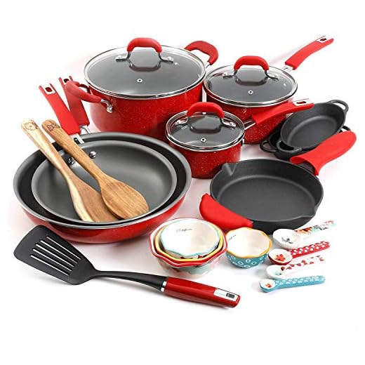 The Pioneer Woman Vintage Speckle 24-Piece Mother's Day Cookware Combo Set (Red)