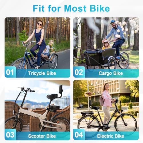 BLUEWIND Noseless Oversized Bike Seat with Backrest, Design for Electric Bike, High Memory Foam of Bicycle Seat Replacement for Tricycle for Men & Women (Noseless with Backrest)