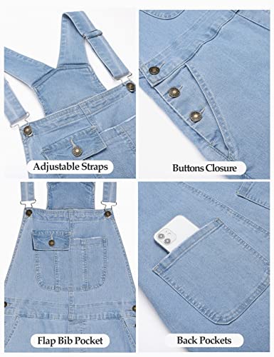 Vetinee Women's Seaside Blue Jean Overalls For Women High Rise Womens Bib Overalls Classic Jean Jumpsuit For Women Casual Denim Overalls For Women Fit Size Large L Size 12 Size 14 #TOP5