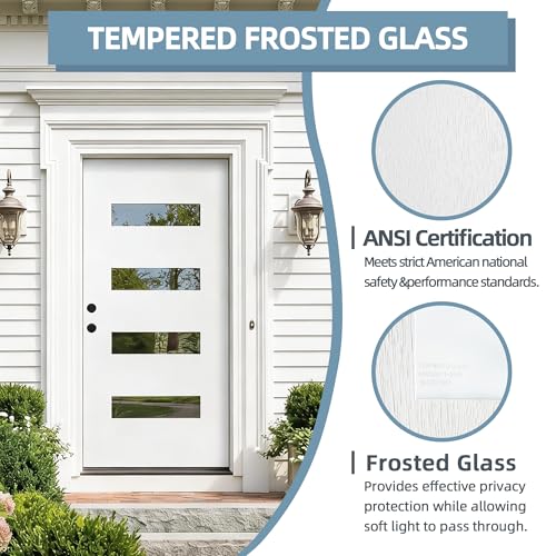 Image of Casaphoria 36 inch x 80 inch Fiberglass Entry Door with 4-9 /16 inch Vinyl Frame,Right Hand Inswing Exterior Door with Brickmould,Contemporary Wooden Grain Knock-Down Front Door for Home Entrance, White