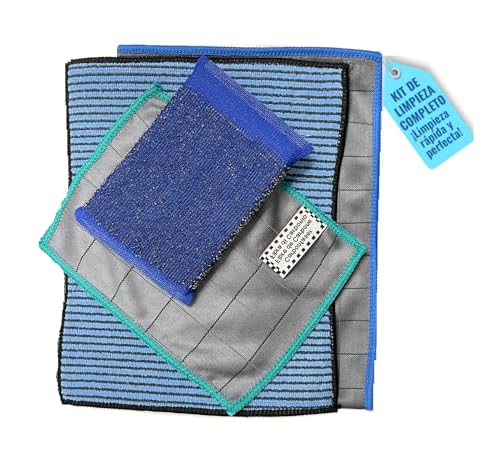 Bayetas y paños de Microfibra Ideal para Limpiar los Cristales del hogar. Kit Profesional de Trapos Cristales de la Cocina, del Coche, para Superficies delicadas y más. (4)