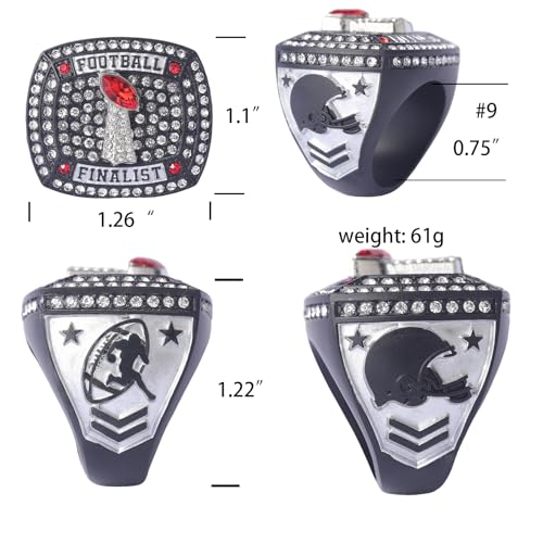 Image of 12 pcs Pack FFT02 6 Styles Football Championship Trophy Ring Champion and Finalist Awards Finger Size 9