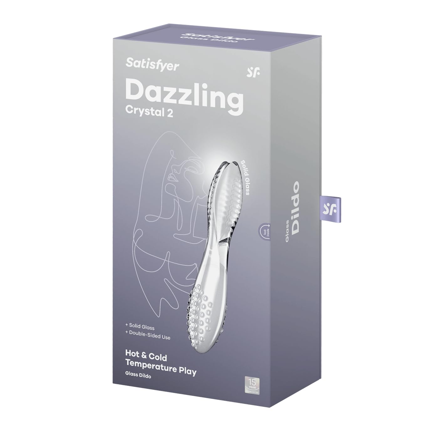 Satisfyer Dazzling Crystal 2, dildo in vetro | sex toy in vetro da 20 cm con scanalature e protuberanze | per punto G | per giochi con le temperature | vetro borosilicato | trasparente, liscio