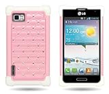 CoverON Hybrid Dual Layer Diamond Case for LG Optimus F3 Metro PCS / T-Mobile - Light Pink Hard White Soft Silicone