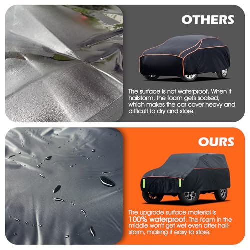 Image of Hail Protector Car Cover, Waterproof Thickened EVA Car Cover for Jeep Wrangler 2 Door 1987-2025 JK JL CJ YJ TJ Outdoor Waterproof Sun Rain Snow Hail Protection with Driver Door Zipper