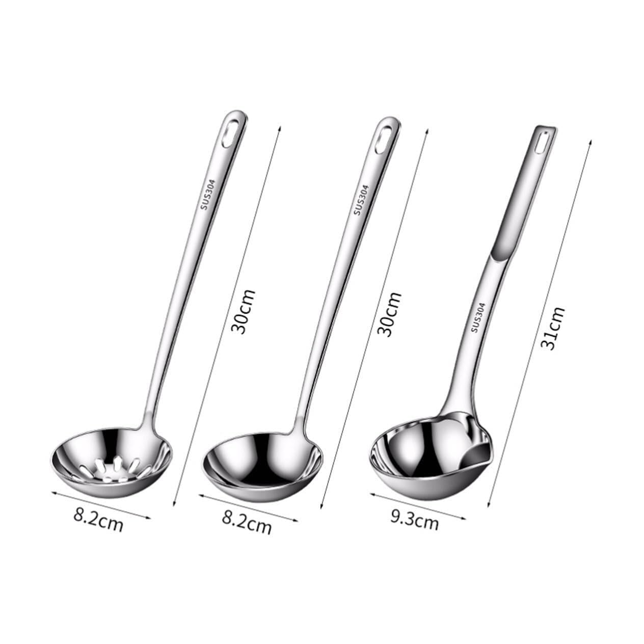 Juego De Cucharas Y Espumaderas De Acero Inoxidable, 3 Piezas, Utensilios De Cocina Duraderos De Acero Inoxidable 304.