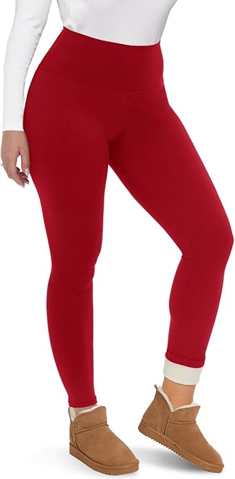CAMPSNAIL Fleece Lined Leggings Women - Thick Soft High Waisted Black Tummy Control Thermal Warm Velvet Pants for Cold Winter