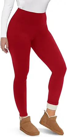 CAMPSNAIL Fleece Lined Leggings Women - Thick Soft High Waisted Black Tummy Control Thermal Warm Velvet Pants for Cold Winter