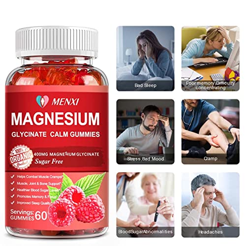 Magnesium Gummies 600Mg Per Serving-Magnesium Glycinate 400Mg And Magnesium L-Threonate 200Mg,Sugar Free Magnesium Potassium Supplement For Calm Mood, Muscle, Bone & Sleep Support,60 Raspberry Gummies #TOP7