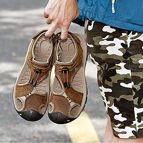 Handmade Men's Closed Toe Sandals, Fashion Hollow Out Hiking Sandals, Large Size Backpacking Beach Shoes2