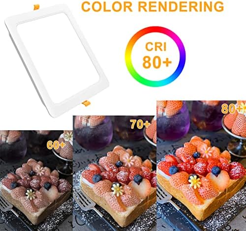 LUMENBAO 24W Ultra Slim LED Large Square Ceiling Light, LED Recessed Panel Downlight, High Brightness 2400Lm, Waterproof IP54 LED Bath Lamp, 3000K/ 4000K/ 6000K Adjustable, 120° Light Angle, 1 Lamp