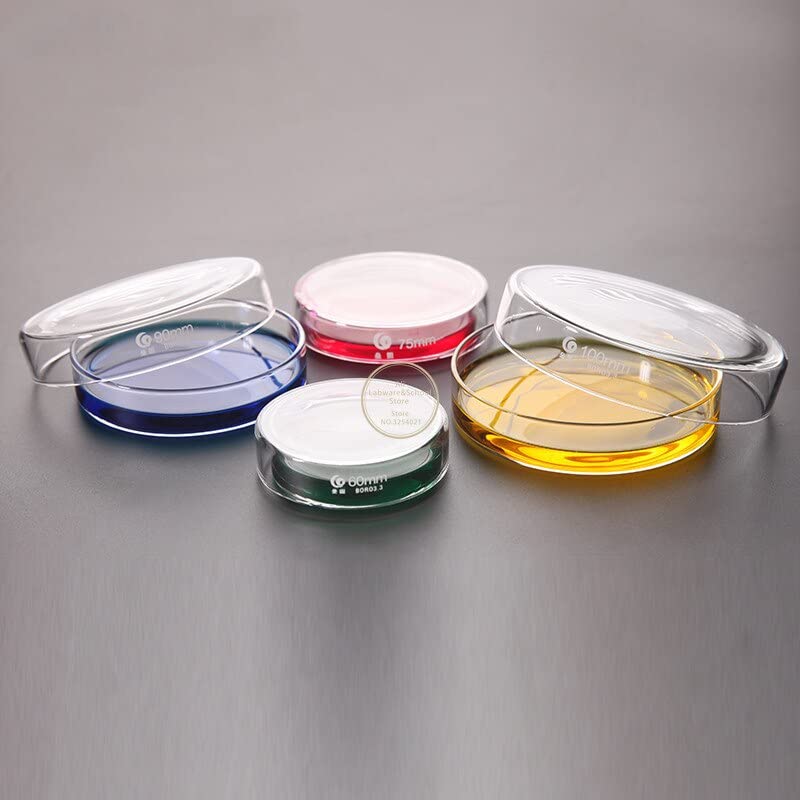 Placas de Petri de Vidrio Transparente con Tapas Microorganismos Célula Instrumento químico estéril Transparente Envío de la Gota Placas de Petri (Size : 90mm 5pcs)