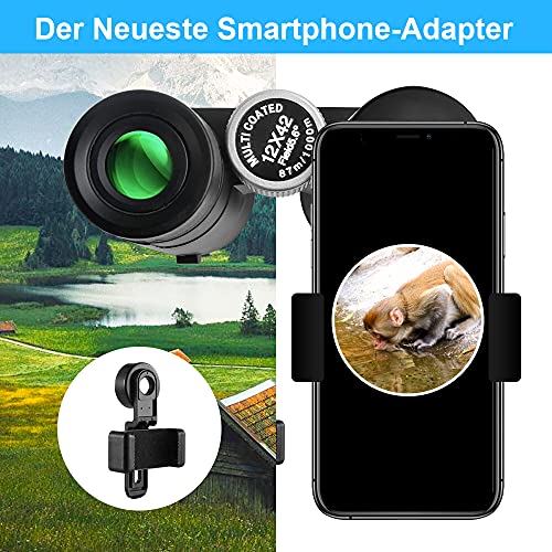 Fernglas 12x42 HD Kompaktes, Wasserdichtes und Beschlagfreies Zoom-Fernglas Mit Ultraklarem Sichtfeld Kann für Reisen… – Bild 7