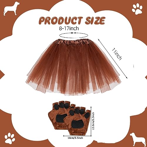 Hifot 6 Stücke Tier Welpen Hund Kostüm Set Tutu Rock,Welpen Hund Stirnband Ohren, Fliege, Schwanz,Fliege,Gefälscht Nase Tierkostüm für Erwachsene Kinder Party Dekoration Zubehör