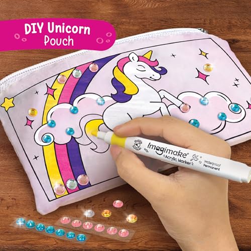 Imagimake Princess Craft Kit | 10 Mess-Free Activities | DIY Flat Bead Bracelets, Unicorn Pouch, Butterfly Wands & Photo Frame | 400+ Craft Supplies | Birthday Gift for Girls | Art Kit for Kids 6-12 - Image 4