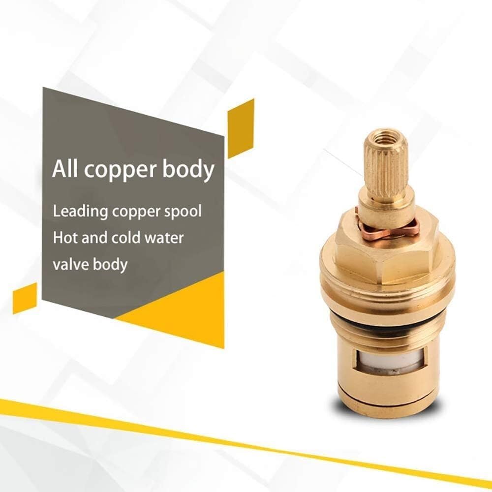 Replacement Faucet Valve,Faucet Valve,Faucet Valve Stem,Universal Ceramic Cartridge Replacement Brass Ceramic Stem Disc Cartridge Tap Valve Insert Gland Cartridge Quarter Turn,(Hot and Cold)
