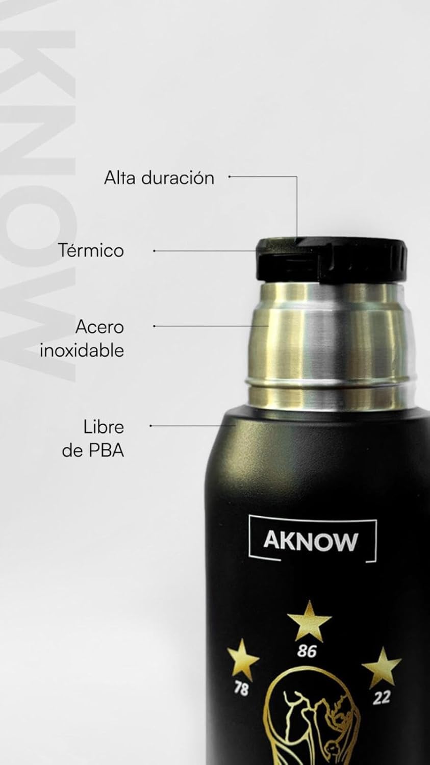 Thermo Argentino World Cup Stainless steel bottle with Argentine Flag 1LT (Black) - Image 5